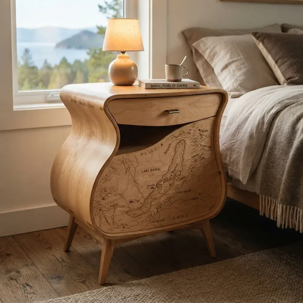 Wooden Nightstand Lake Baikal Home Decor