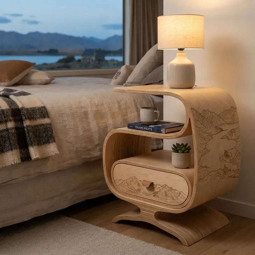 Wooden Nightstand Lake Tekapo Home Decor