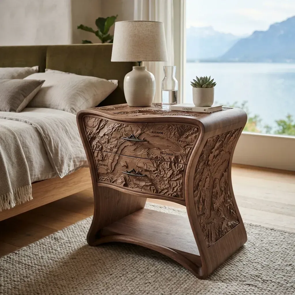 Wooden Nightstand Lake Geneva Home Decor