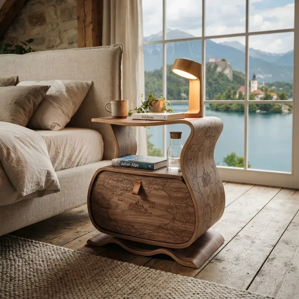 Wooden Nightstand Lake Bled Home Decor