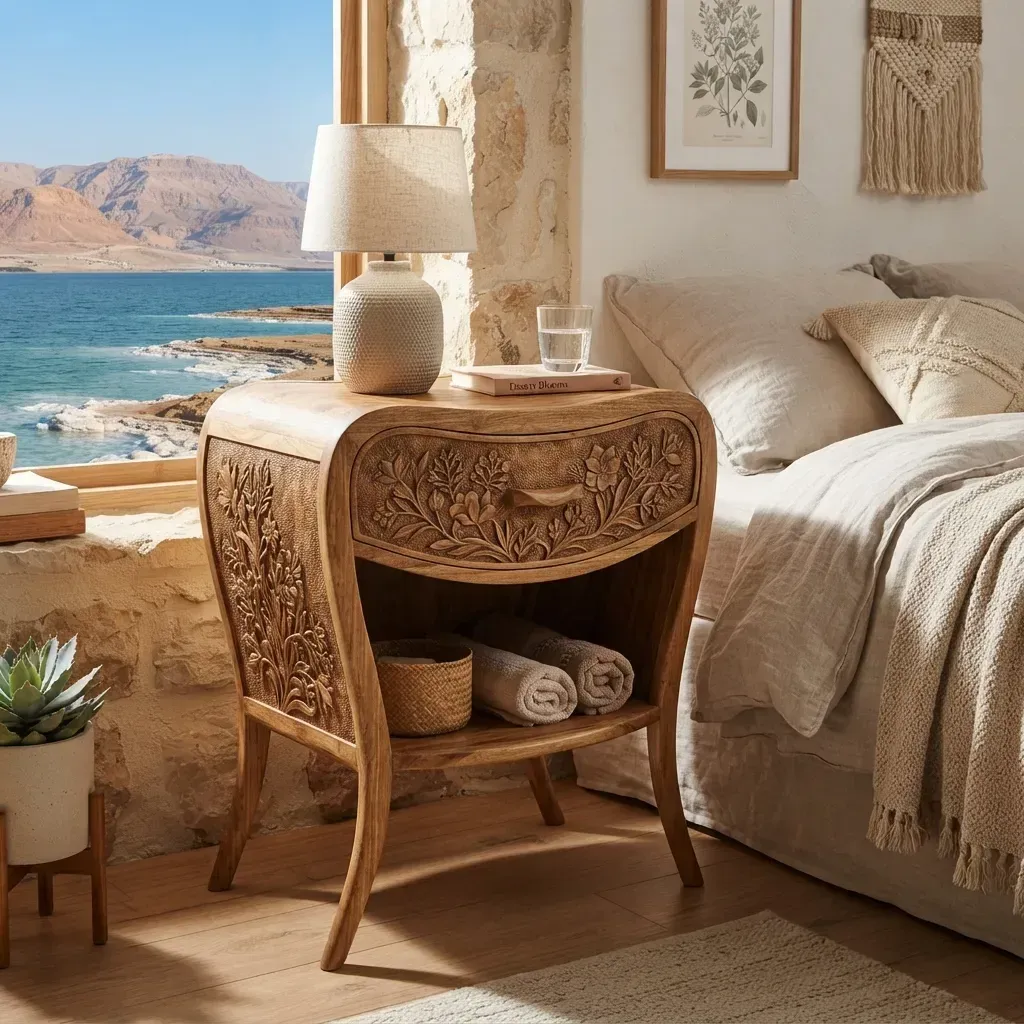 Wooden Nightstand Dead Sea Home Decor