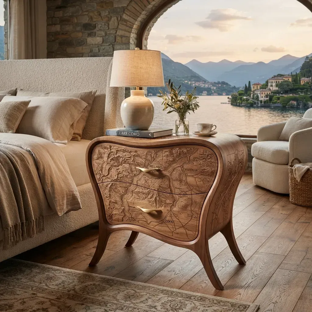 Wooden Nightstand Lake Como Home Decor