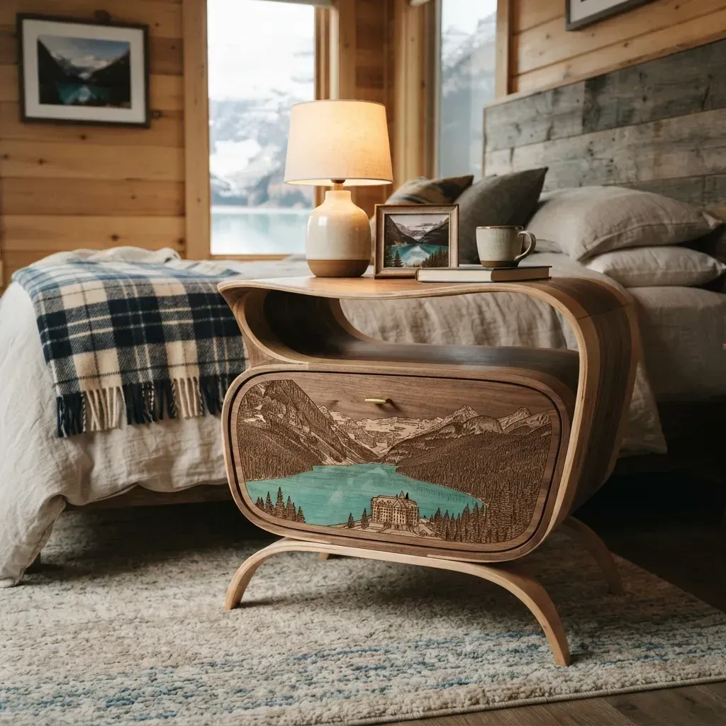 Wooden Nightstand Lake Louise Home Decor