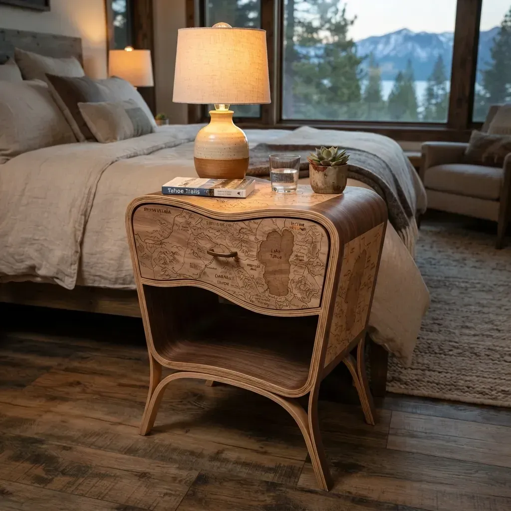 Wooden Nightstand Lake Tahoe Home Decor