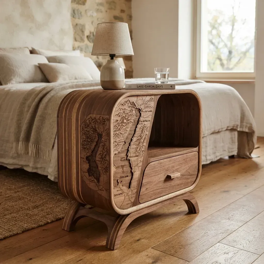 Wooden Nightstand Lake Garda Home Decor