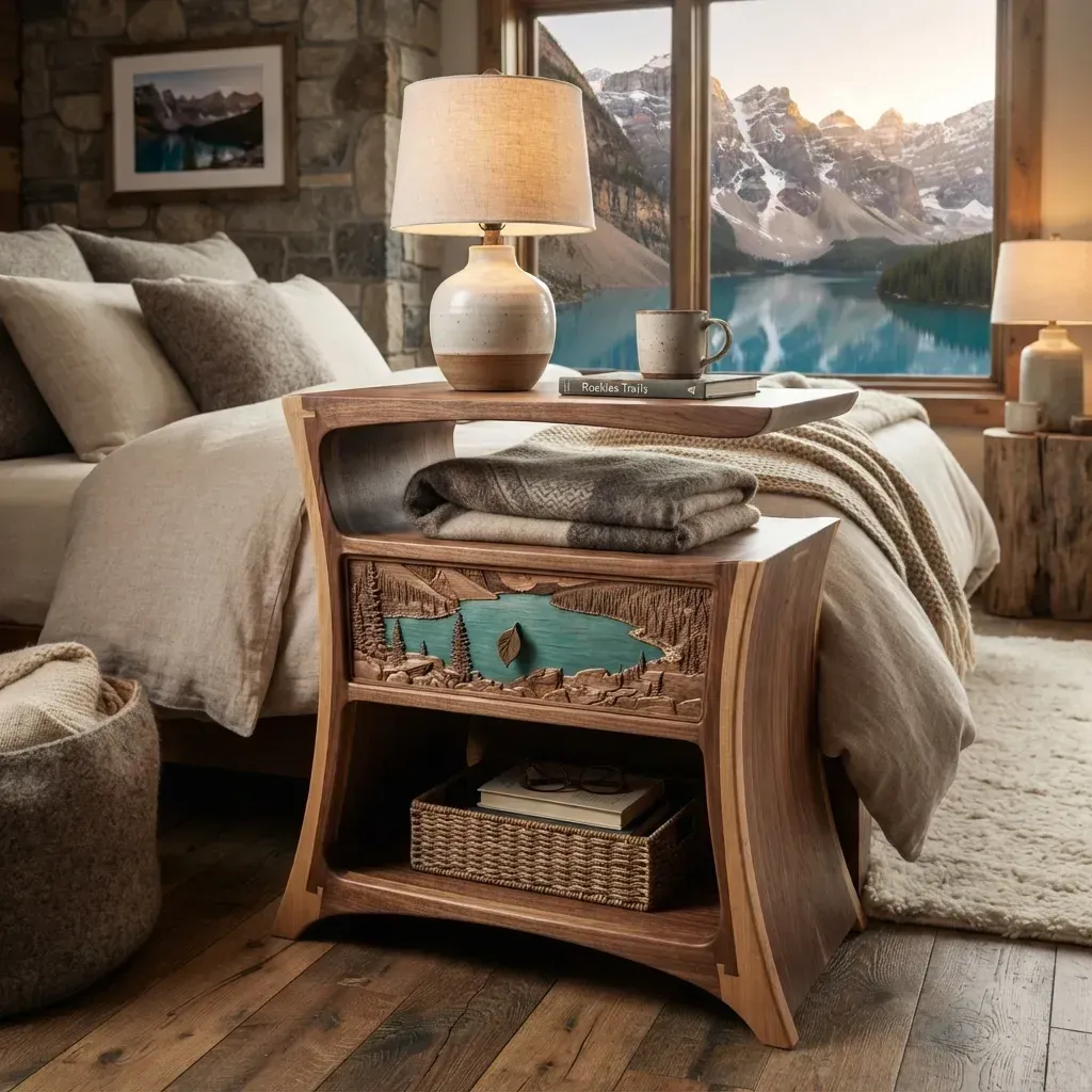 Wooden Nightstand Lake Moraine Home Decor